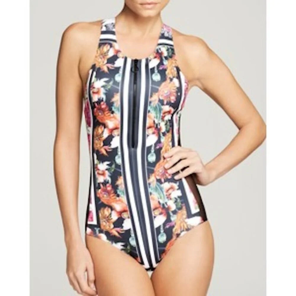 Clover Canyon Floral Garden Scarf Front Zip One Piece